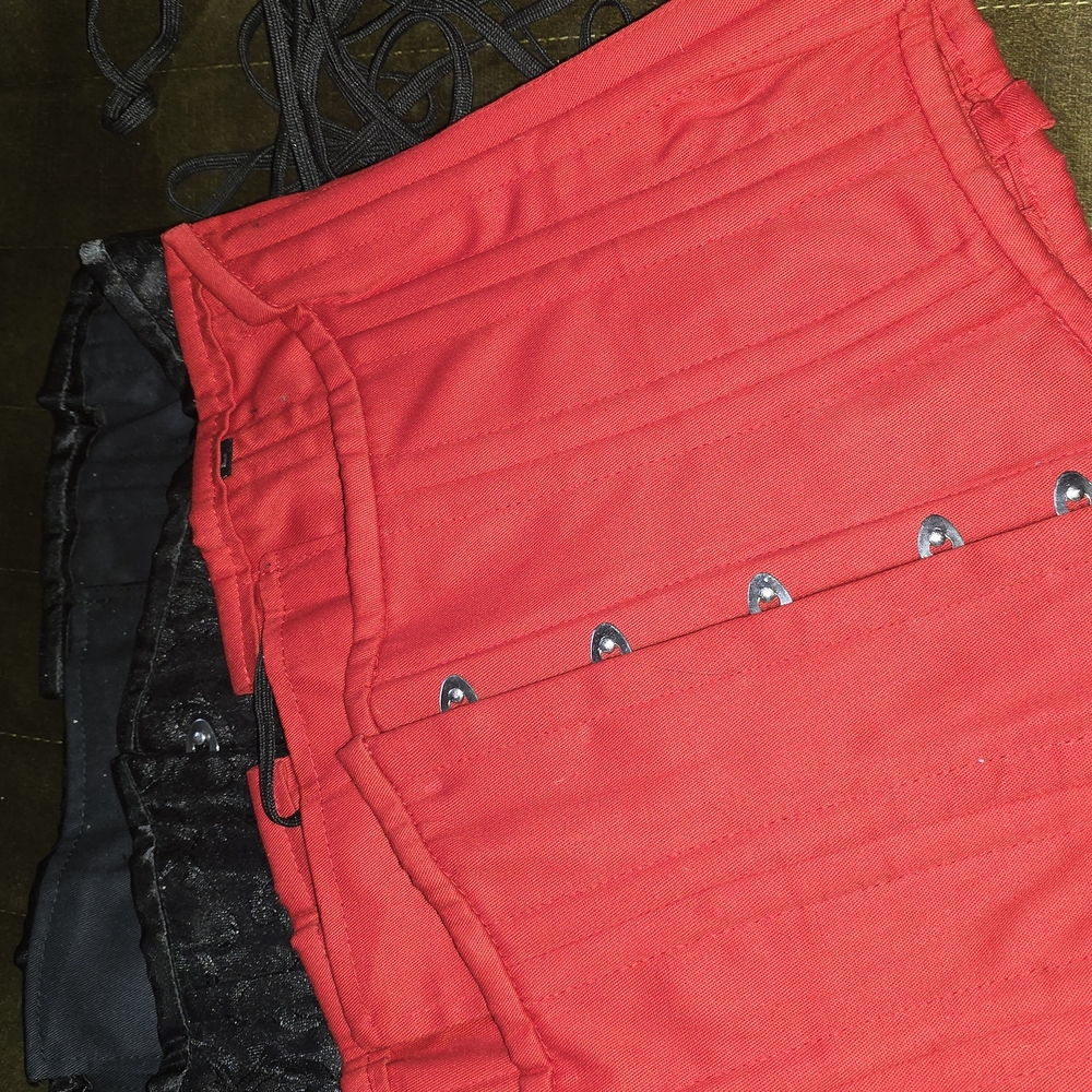 Red and Black Corset with Silver Accents